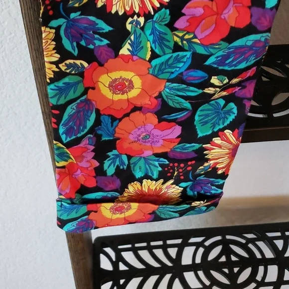 Poppy Lux High Waisted Pants Straight Leg Floral Print Bottoms NWOT Womens 4 - Picture 12 of 12